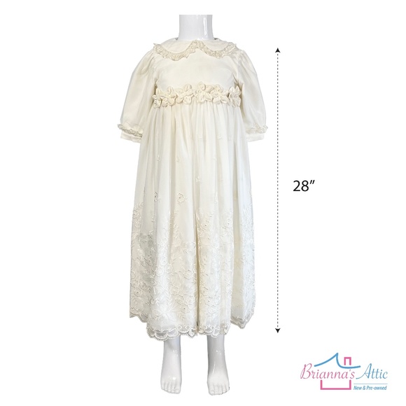 ALETTA Lace Overlay BAPTISM gown Ivory off white Size 6 to 8 months - Picture 11 of 13